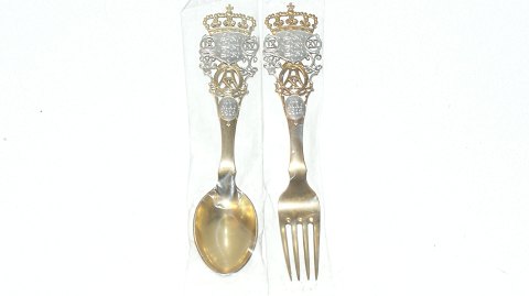 Commemorative Spoon and Fork A. Michelsen, Silver 1912 
