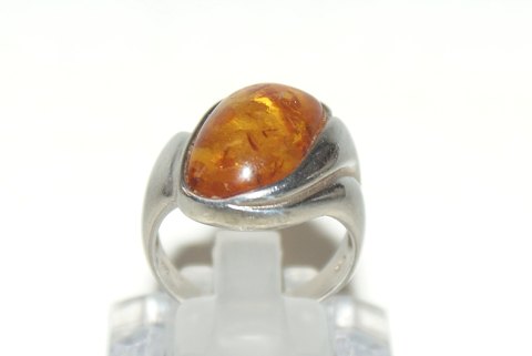Silver ring with amber, Sterling silver