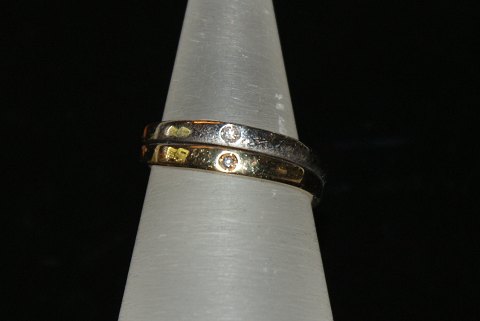 Gold ring with Diamonds. two colors gold 14 Karat
