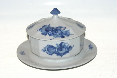 Royal Copenhagen Blue Flower Angular Butter Bowl with lid and saucer