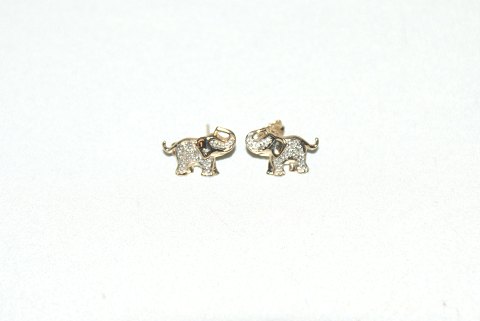Elegant earrings with studs and 14 carat gold and diamonds