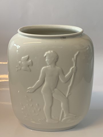 Royal Copenhagen Blanc de Chine vase with naked young girl and boy Dek no 4117