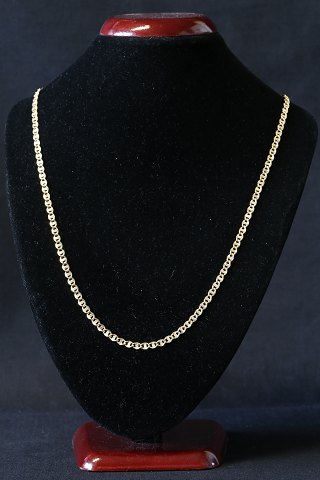 Flad kongekæde i 14 karat guld som halskæde. Stemplet 585 BNH, og med kasselås.