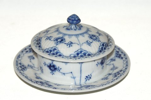 Royal Copenhagen Blue Fluted Half Lace, Butter jar with fixed underplate