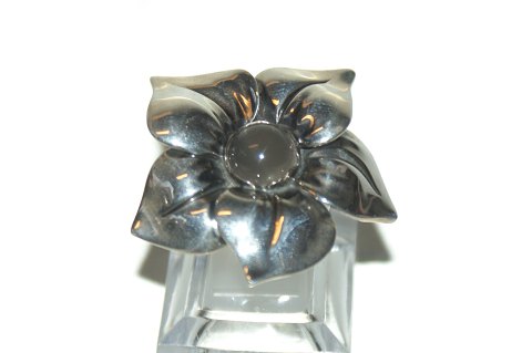 Flower ring with Grey Moonstone, Georg Jensen Silver # 562B