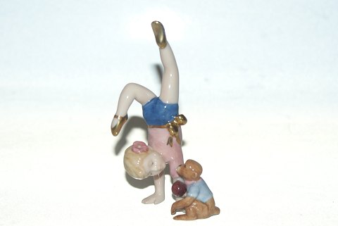 Royal Copenhagen mini collection girl stands on hands with monkey
