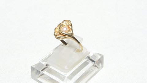 Elegant dame ring med Perle 14 karat guld