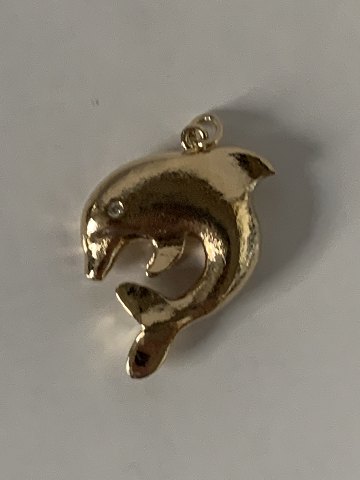Delfin Vedhæng i 14 karat Guld med BrilliantStemplet 585Højde 34,38 mm ca