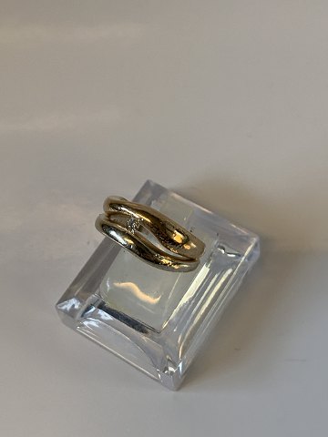 Dame guldring i 14 Karat hvid guld og guld 
med brillant
Stemplet 585 SLA
Str 54
sold