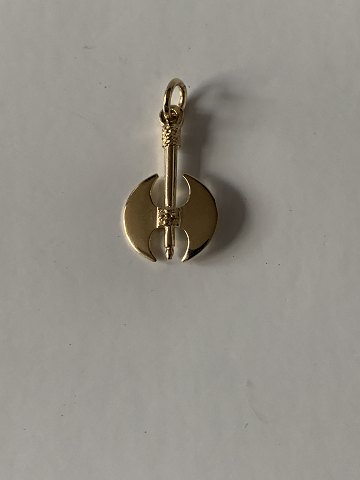 Pendant in gold, shaped like a battle axe. 14 carat gold, in a simple motif.