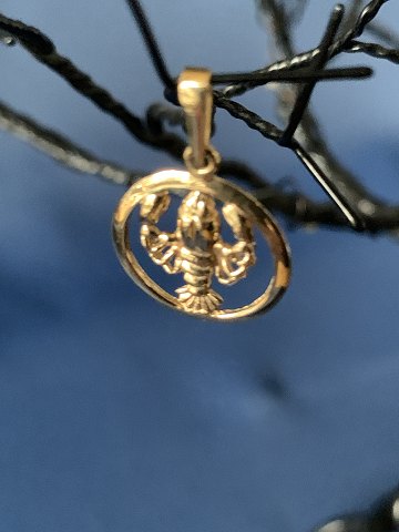 Zodiac sign the crayfish, pendant for necklace in 14 carat gold. Stamped 585