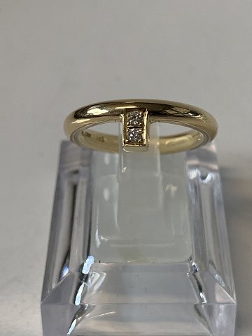 Guldring med Brillanter 14 Karat.
Størrelse: 54