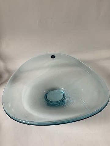 Royal Copenhagen Holmegaard kunstglas, stor skål i lyseblåt glas