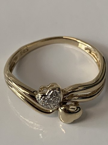 Hjertering med Diamanter i 14 karat Guld