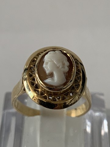 18 karat guld, Dame Camé guldring.
Ring størrelse 55