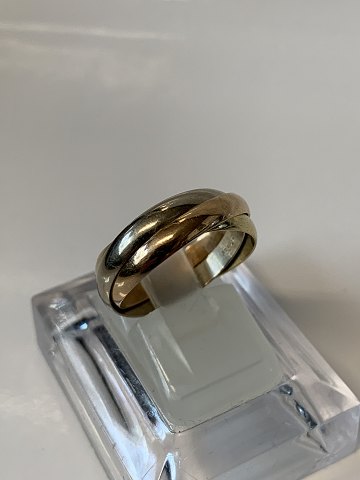 14 karat guld, Damering i tre farvet guld.
Ring størrelse 55.