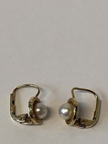 14 karat guld Øreringe med Perle.
Længde 1,2 cm.

