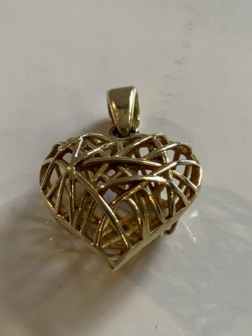 Woven gold heart in 14 karat gold, stamped 585