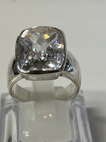 Damering med klarsten i SterlingsølvStørrelse 62