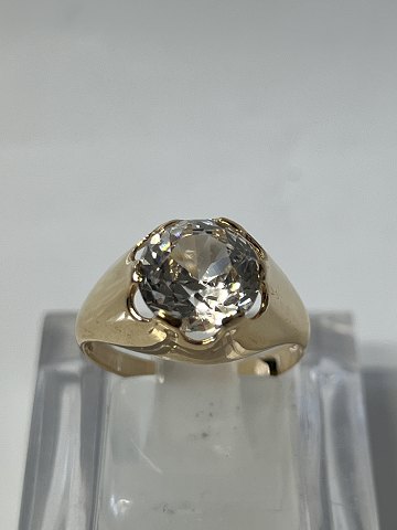 14 karat Guld Vintage Damering med klarsten, Størrelse 52.