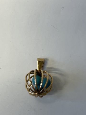 Ball with turquoise Charms / Pendant in 14 carat goldHeight 2.1 cm