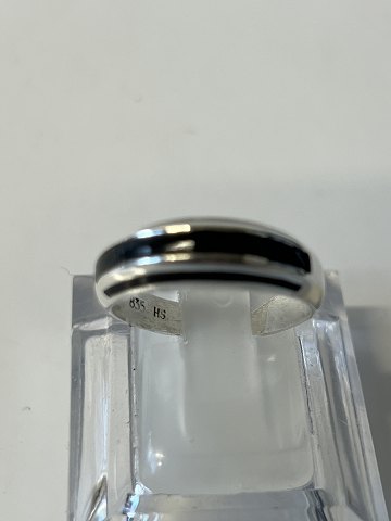 Sølvring med sort emalje Størrelse 54 (One Size)
