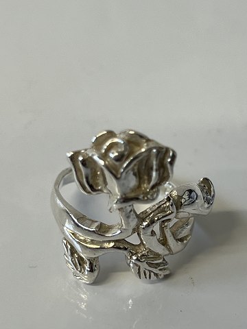 Design sølv ring med roser Størrelse 54