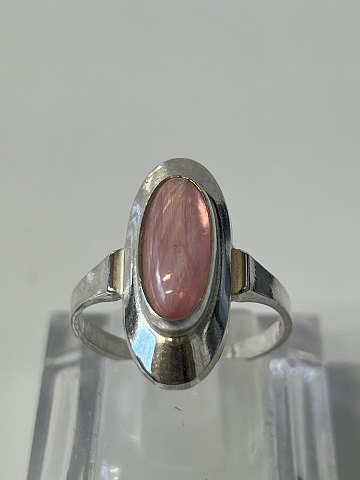 Silver Ladies Ring with Pink StoneSize 58