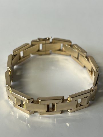 Blok guldarmbånd med 3 rækker i 14 karat guld. Længde: 18,7 cm