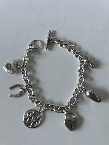 Round Anchor Bracelet with charms in sterling silverLength 18.5 cm
