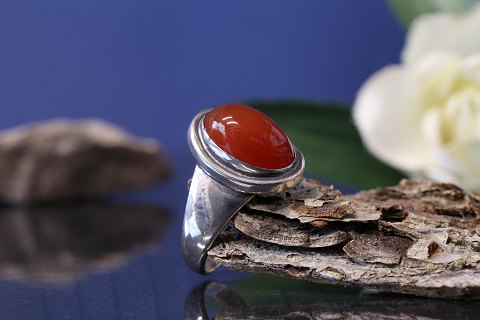 Georg Jensen sterling silver carnelian ring 46BSize 65.