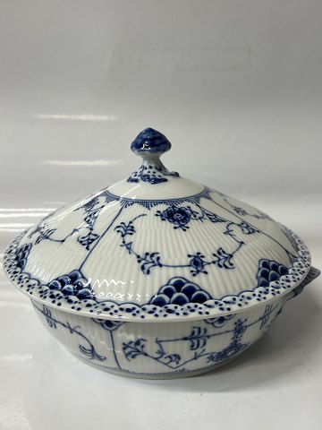 Blue Fluted Half Lace, Round Lid dish.No. 620.