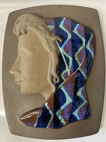 Johannes Hedegaard Relief 2798-160 Royal Copenhagen Ceramics Woman with scarf 32 x 25 cm