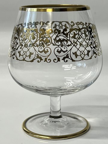 Cognac Glas med guldkant.Højde 10 cm.