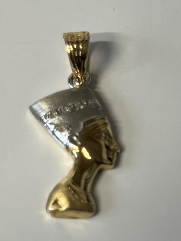 Nefertiti Pendant / Charms in 14 carat Red/white gold with diamondsHeight 2.8 cm