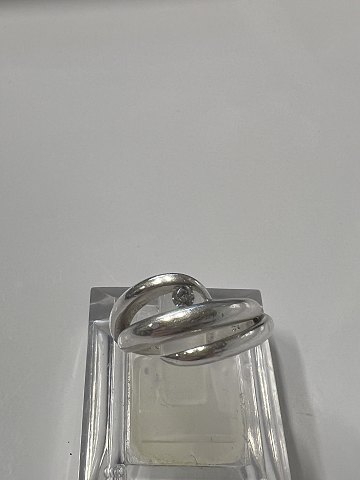 Damering med en zirkonia i sterling sølv. Størrelse 52.