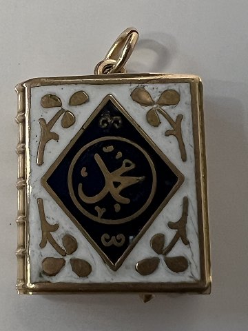 14 karat guld. Bog med emalje.Charms / Vedhæng.Højde 2,0 cm.