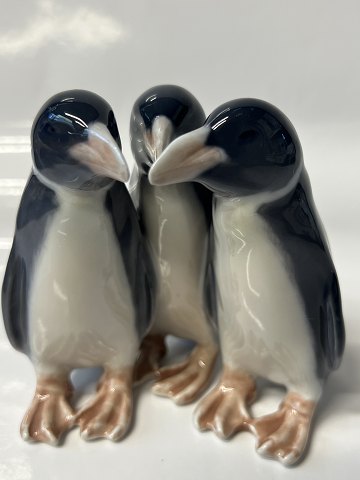 Royal Copenhagen figurine, Three Penguins. No. 1284.Height 10.0 cm.