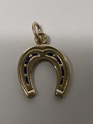 14 carat gold. Horseshoe with Blue enamel.Charms / Pendants.Height 1.7 cm.