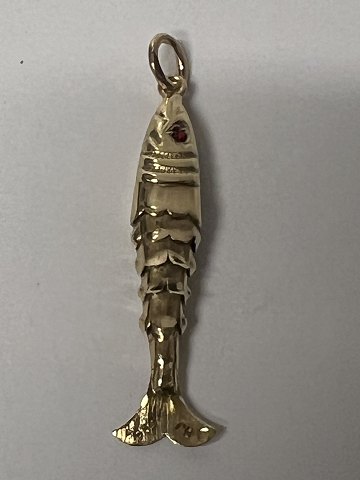 14 karat gold. Fish with red stones.Charms / Pendants.Height 4.0 cm.