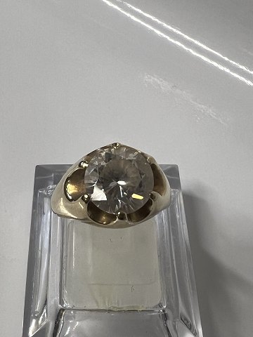 Vintage / Cocktail ring med klar sten i 14 karatStørrelse 54