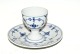 RC Blue Fluted Plain, Rare egg cup on solid dish
