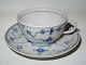 RC Blue Fluted Plain, Teacup and saucer decorated with a flower inside