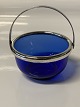 Blue sugar bowl with handle in sterling silver, stamped M&TB. Nice little bowl.