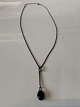 Georg Jensen sterlingsølv Dew Drop halskæde med vedhæng med sort agat.