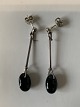 Georg Jensen, Dew Drop Øreringe med sort agat, sterlingsølv.