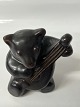 Brown bear with banjo L. Hjorth.Bornholm pottery.bear musicians.