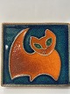 Relief, Red cat, Bornholm pottery, Søholm.Dimensions 17 x 18.8 cm.
