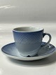 Bing & Grondahl Blue tone, Coffee cup with saucer, Iron porcelain.Decoration no. 744.
