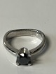 Princess ring with black diamond 14 karat white goldSize 50